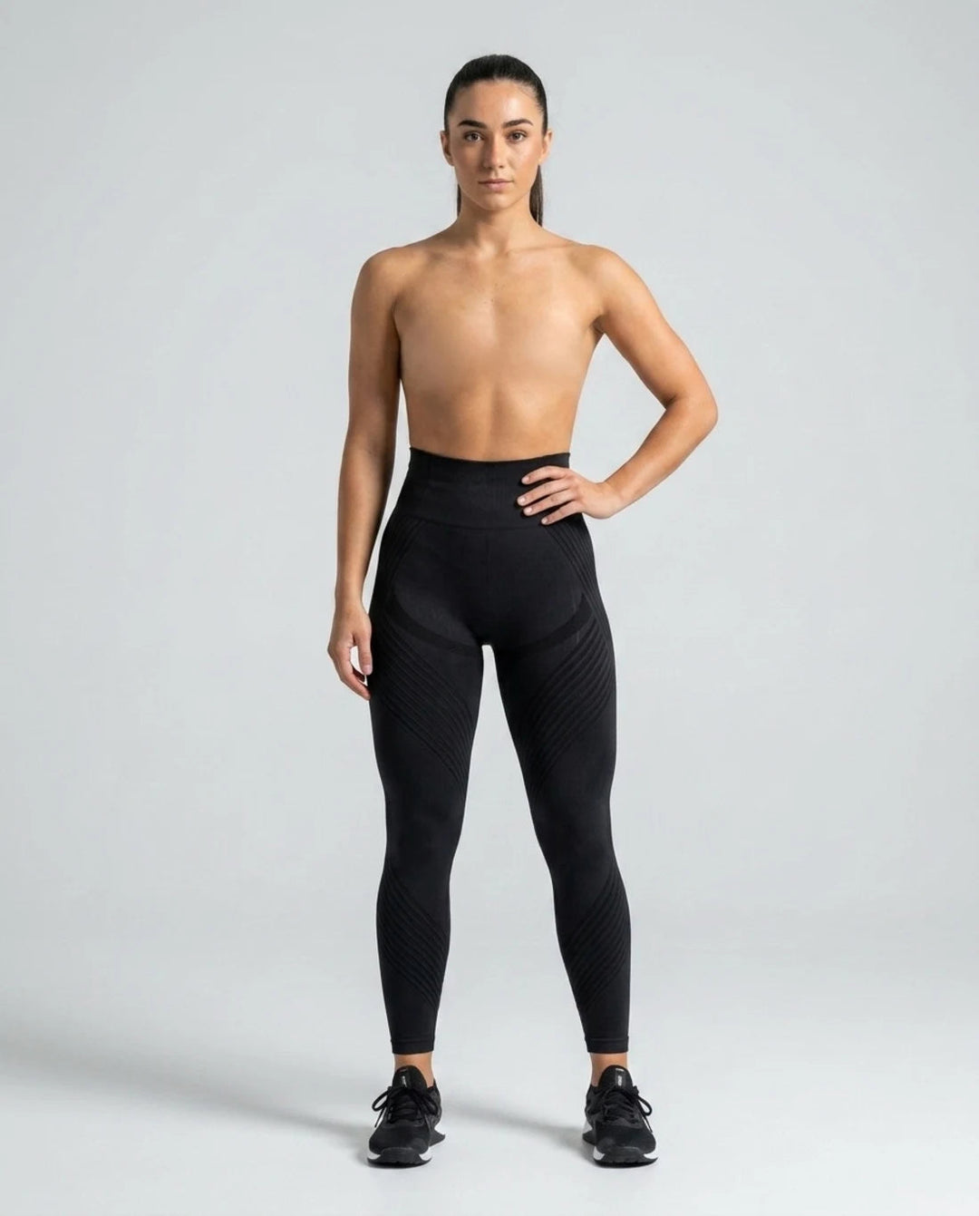 The 3D Sculpt Legging — Black, front view