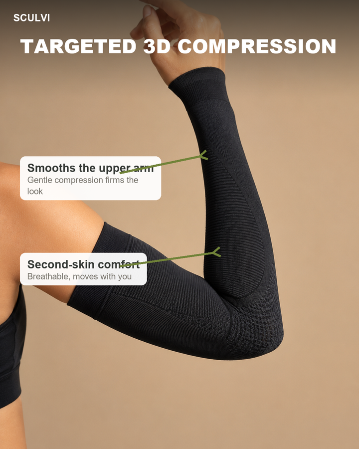 Targeted 3D compression arm sleeve features