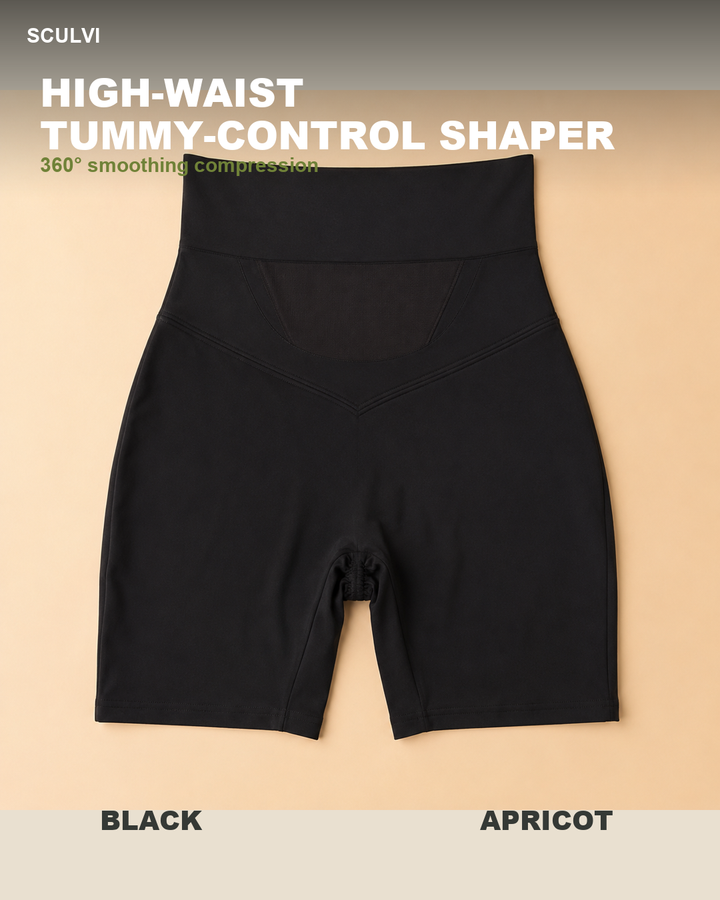 High-waist tummy-control shaper black and apricot