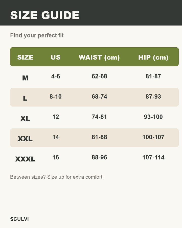 Size guide M to XXXL